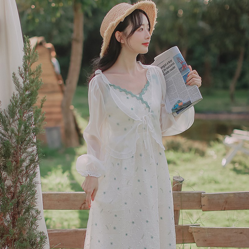 Áo Khoác Cardigan Tay Dài Cổ Chữ V Phối Nơ