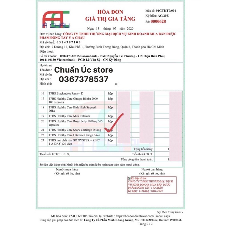 SỤN VI CÁ MẬP - HEALTHY CARE SHARK CARTILAGE 750MG