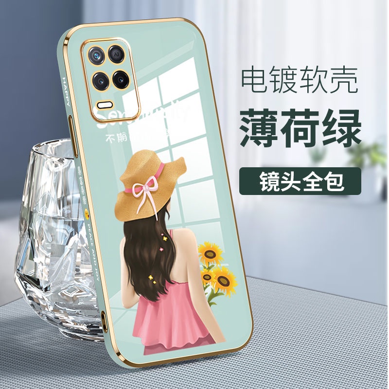 Ốp Điện Thoại Silicon Cạnh Thẳng Hình Nhân Vật Sang Trọng Cho oppo Realme C15 C12 C25 RealmeXT Realme8 5G Realme7 5G Realme V5 RealmeGT