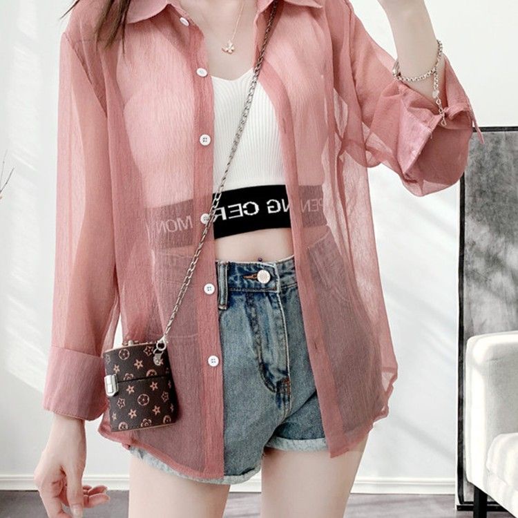 Áo Sơ Mi Chiffon Lụa Lạnh Mỏng Dáng Rộng Tay Dài Chống Nắng Thời Trang Mùa Hè 2022 Cho Nữ