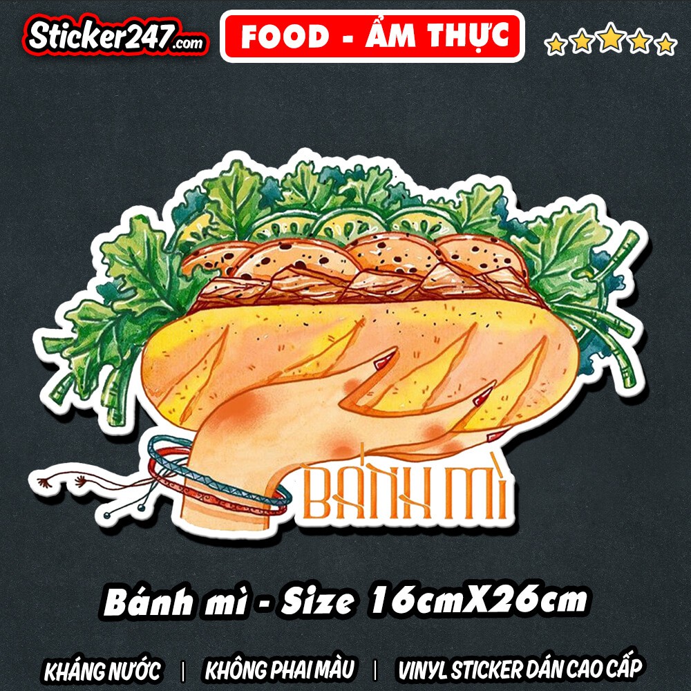 Sticker hình dán ẩm thực 𝑭𝒓𝒆𝒆𝒔𝒉𝒊𝒑 trang trí quán ăn, decor quán, xe bánh mì, bánh cá, bánh trứng, lẩu, spaghetti