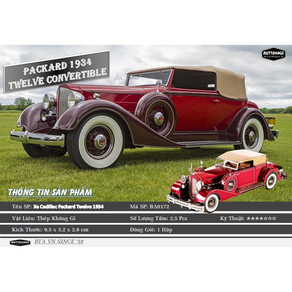 Mô Hình Lắp Ráp 3d Xe Packard Twelve Convertible 1934