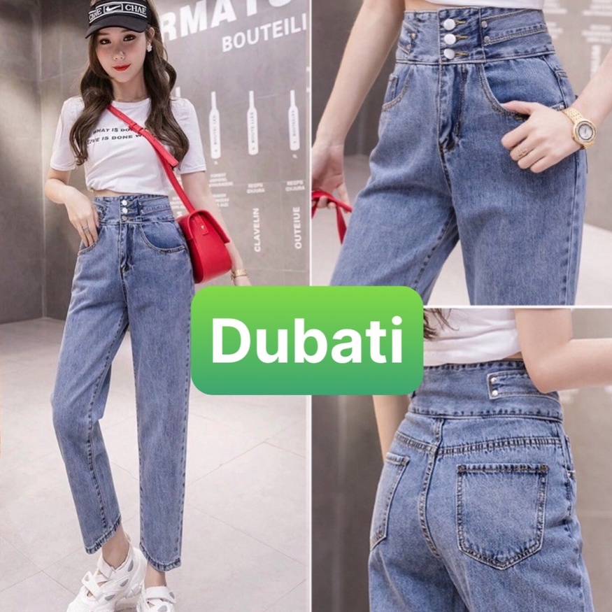 QUẦN JEAN BAGGY NỮ PHONG CÁCH HÀN QUỐC 3 NÚT NÂNG MÔNG LƯNG CAO SÀNH ĐIỆU- DUBATI FASHION