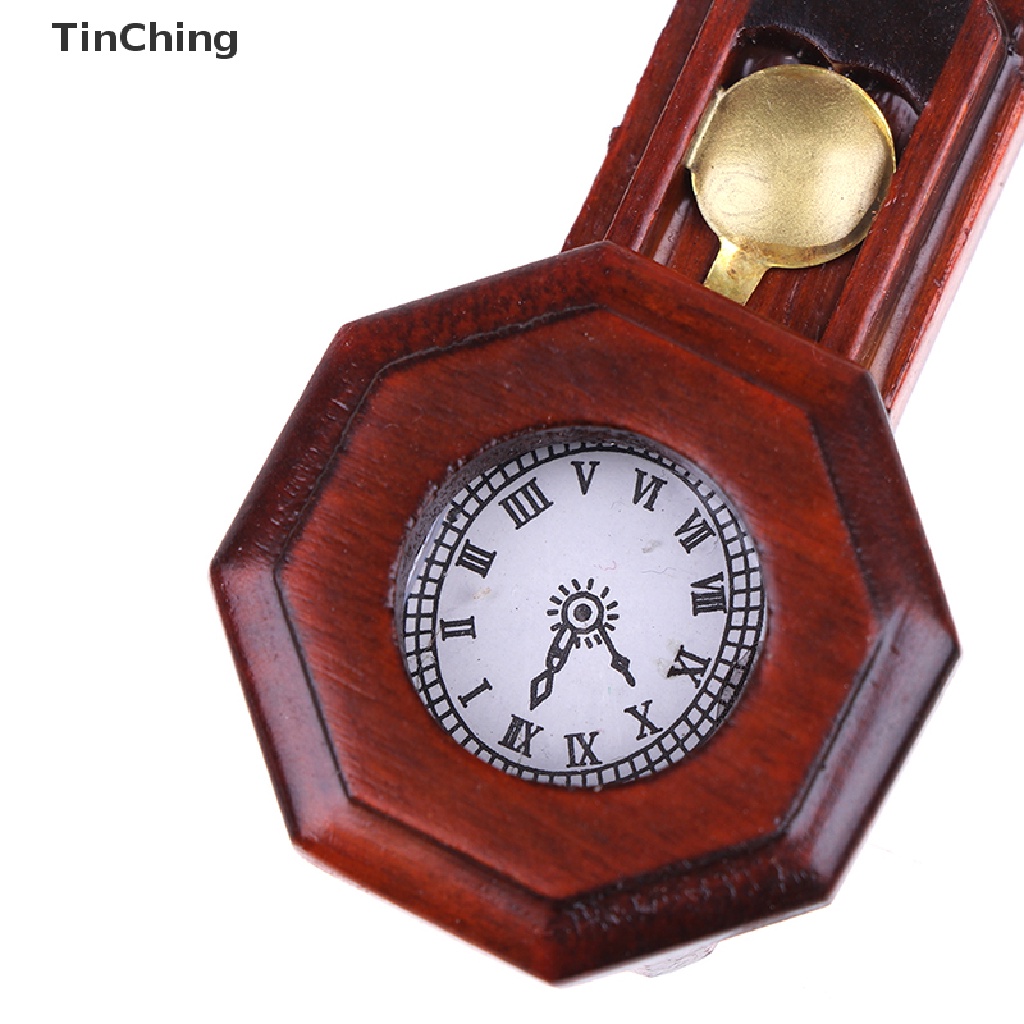 Đồng Hồ Đỏ Bằng Gỗ Kiểu Vintage Trang Trí Nhà Búp Bê Tỉ Lệ 1 / 12