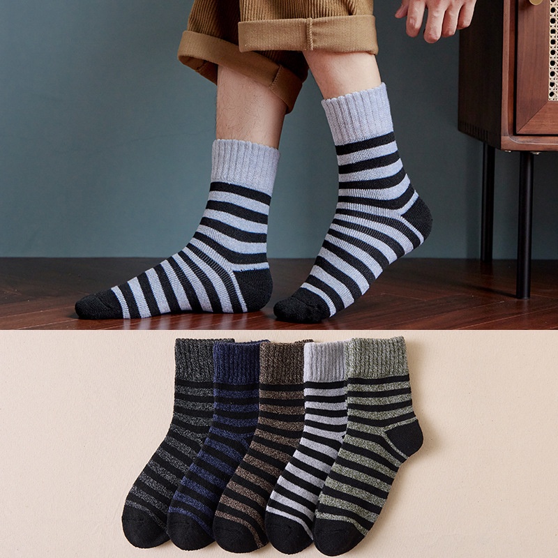 Set 5 Đôi Tất Cotton Dày Dặn Giữ Ấm Mùa Đông Cho Nam
