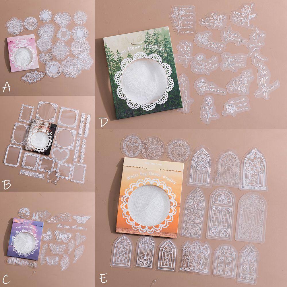 1 Gói 30 Nhãn Dán Họa Tiết Ren Trắng Kiểu Vintage Trang Trí Sổ Tay DIY