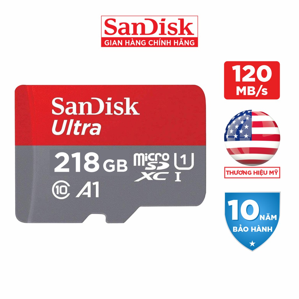 Thẻ Nhớ MicroSDHC SanDisk Ultra A1 128GB 120MB/s - SDSQUA4-128G-GN6MN - Hàng Phân Phối Chính Hãng