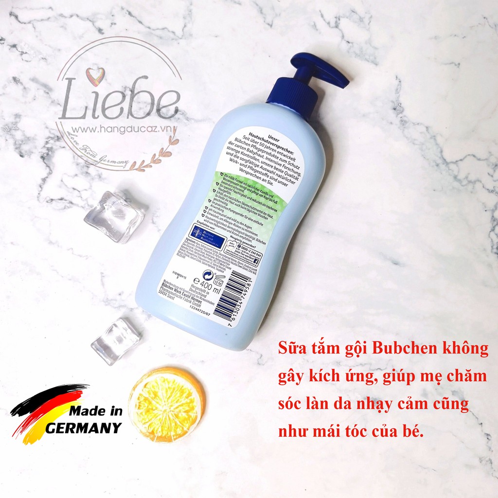 Sữa tắm gội cho bé sơ sinh Bubchen Wasch Gel 400ml chăm sóc cơ thể cho trẻ nhỏ - Hàng Đức chính hãng