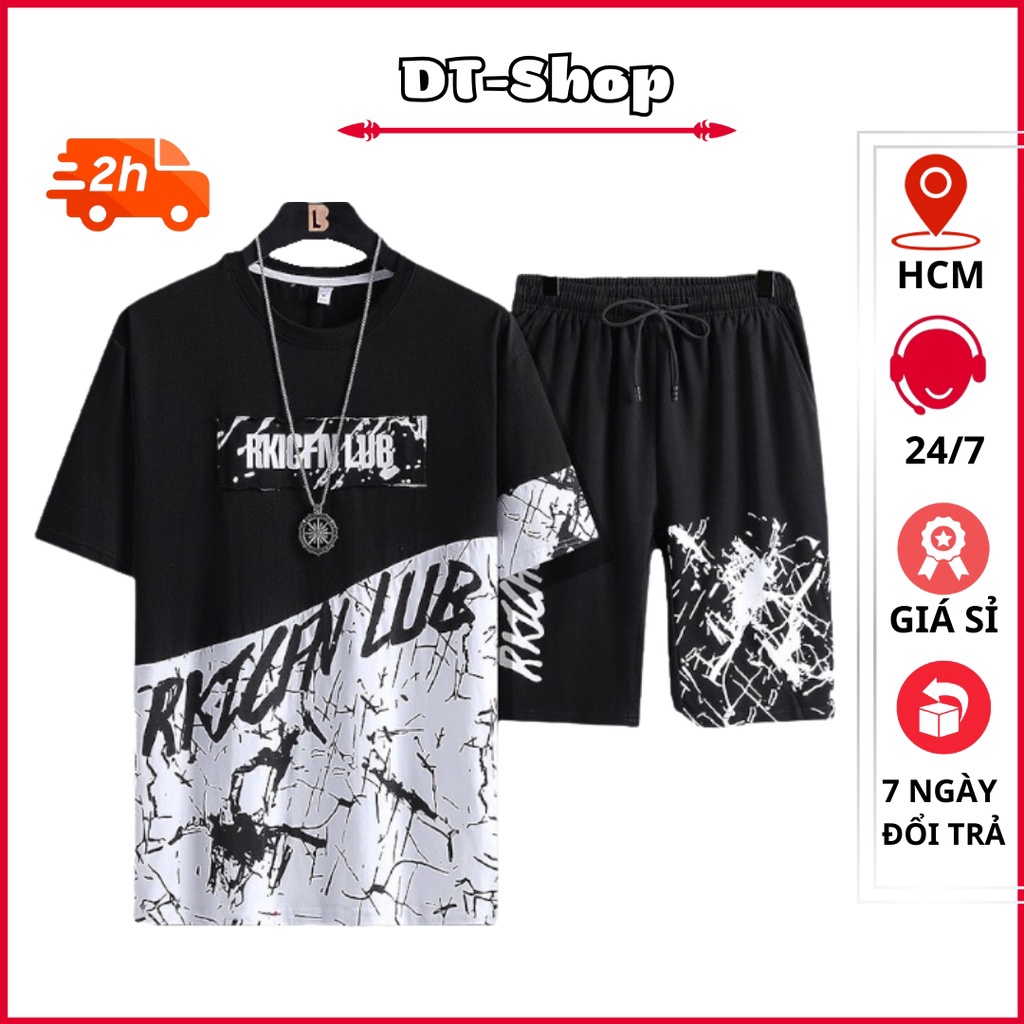 Đồ bộ thể thao nam RKIGFN CLUB DT SHOP bộ hè nam cộc tay chất thun co giãn 4c