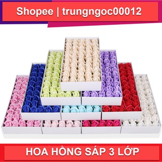 [HCM] Bông hoa hồng sáp 3 lớp loại 1 [ hộp 50 bông ] | HOA HỒNG SÁP THƠM