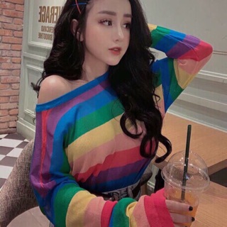 Áo kẻ 7 sắc cầu vồng (kèm ảnh thật)