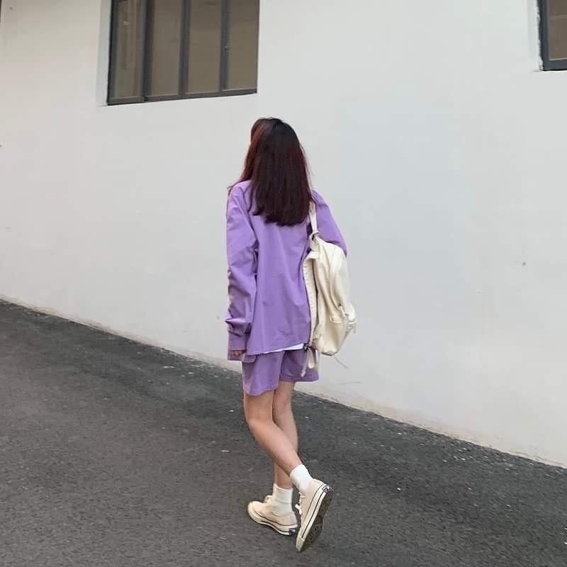SET KAKI TÍM ÁO KHOÁC + QUẦN ĐÙI ULLZANG HOT HIT