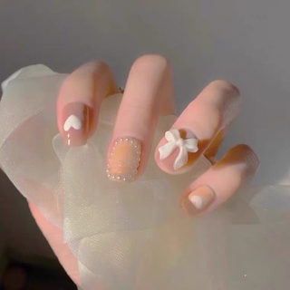 charm nơ trắng đen gắn móng tay