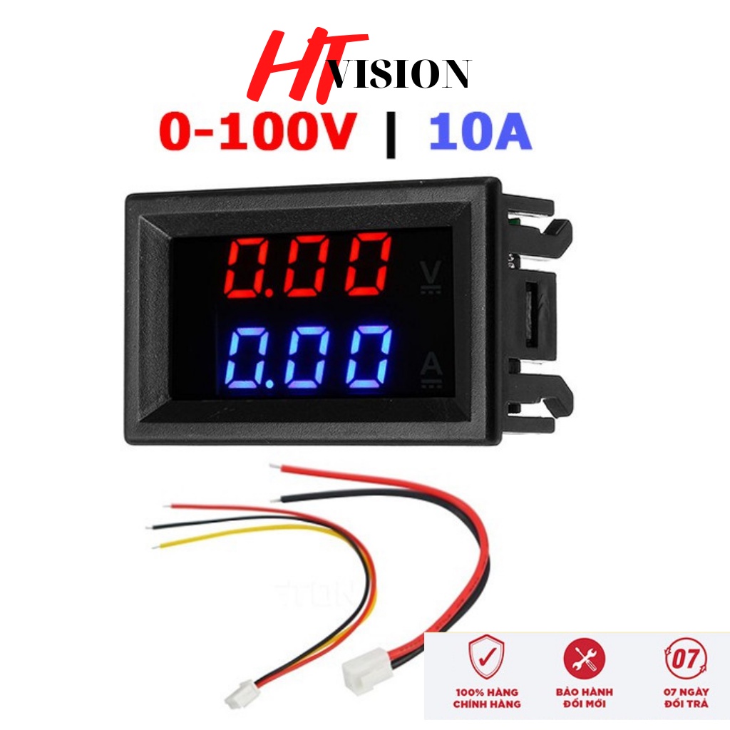 Đồng hồ đo dòng điện điện áp DC một chiều 0-100V 10A đo pin năng lượng mặt trời sạc điện thoại