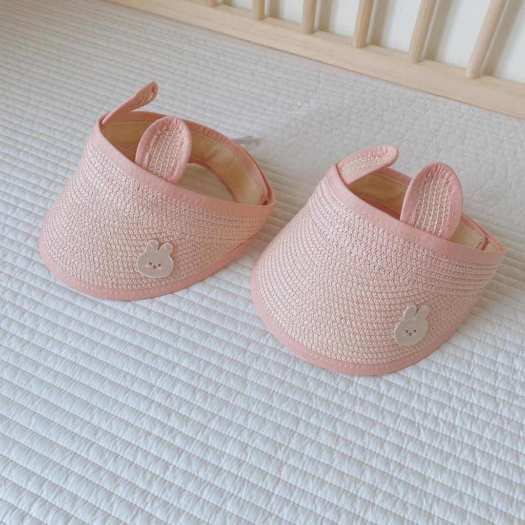 Mũ cói hở đầu cho bé, chất liệu cói mát, mềm, điều chỉnh theo size đầu của bé