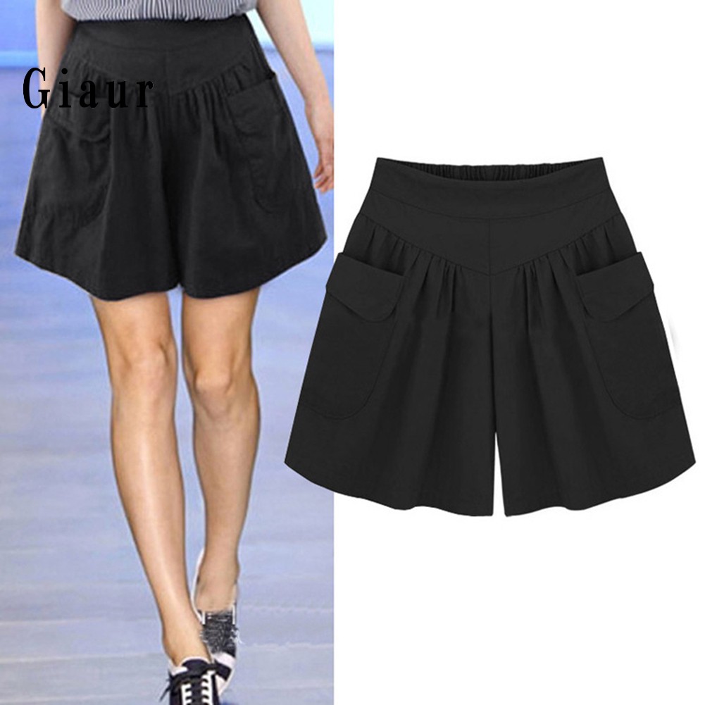 Quần short nữ lưng thun ống rộng size lớn