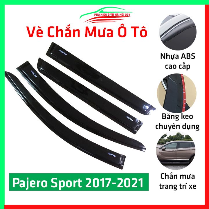 Vè che mưa cho xe ô tô Pajero Sport 2017-2021 vè đen bảo vệ trang trí xe