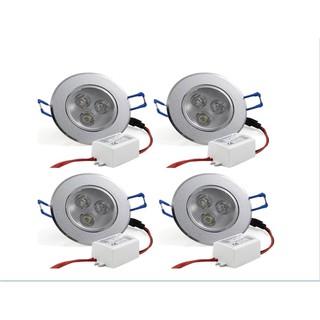 Combo 4 bộ Đèn led dowlight mắt ếch âm trần 3W lỗ khoét 60mm hàng cao cấp giá rẻ
