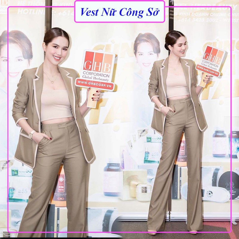 Vest Nữ Hàn Quốc ❤️𝑭𝑹𝑬𝑬𝑺𝑯𝑰𝑷❤️ Set Vest Nữ Hàn Quốc Gồm Áo Và Quần Dài Phối Viền Ngọc Trinh | BigBuy360 - bigbuy360.vn