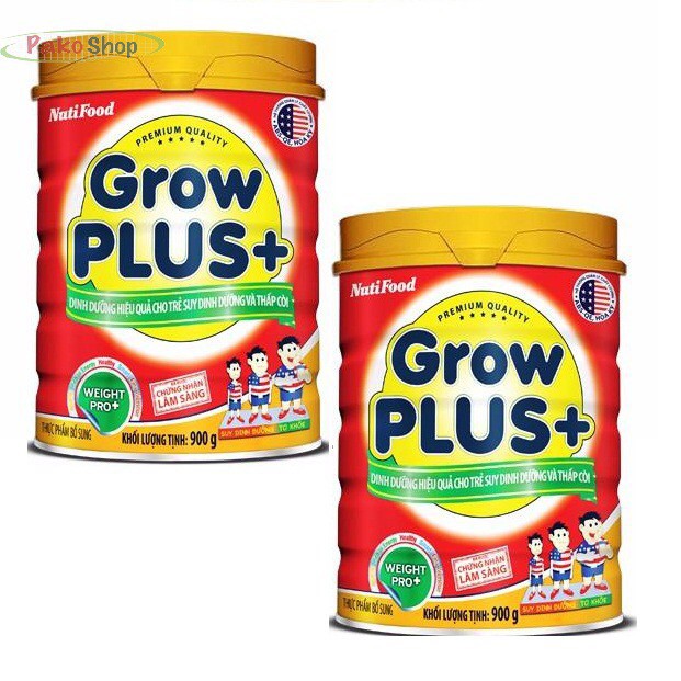 Combo 2 hộp Sữa bột Grow plus đỏ 900g mẫu mới Date mới