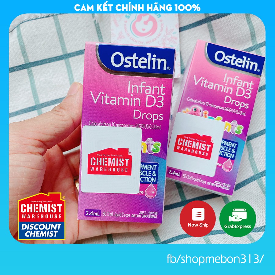 [Có Tem Chemist] OSTELIN VITAMIN D3 DROPS (Dạng nhỏ giọt) 2.4ml (Date mới nhất) - Xuất xứ Úc Chính Hãng