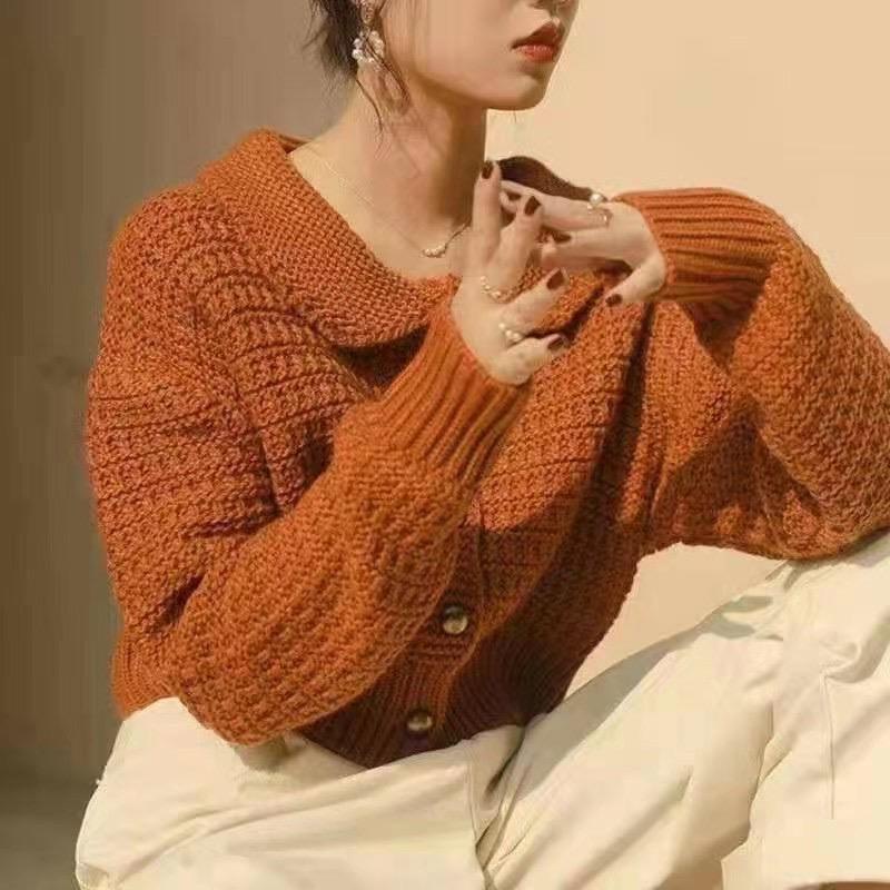 Áo sweater Tay Dài Dáng Rộng Cổ Búp Bê Dễ Thương Cho Bạn Gái