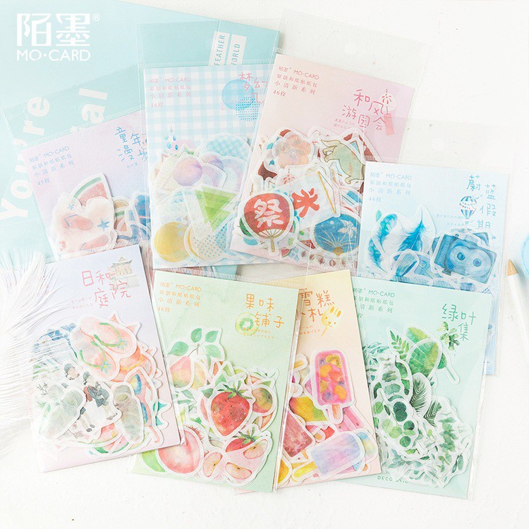 Túi 45 hình dán sticker thiên nhiên hoa cỏ tươi mát