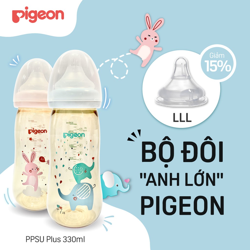 [CHÍNH HÃNG]BÌNH PPSU PLUS THỎ HỒNG/ VOI XANH 330ML