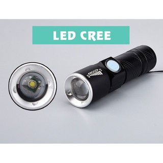 Đèn pin led mini zoom sạc usb