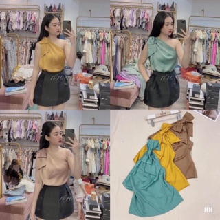 ÁO LỆCH NƠ VAI LỤA