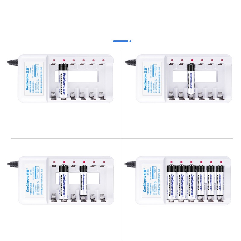 Bộ sạc pin tiểu AA AAA 6 cổng Doublepow DP-B06 - Sạc pin tiểu đa năng Nimh Nicd tiêu chuẩn