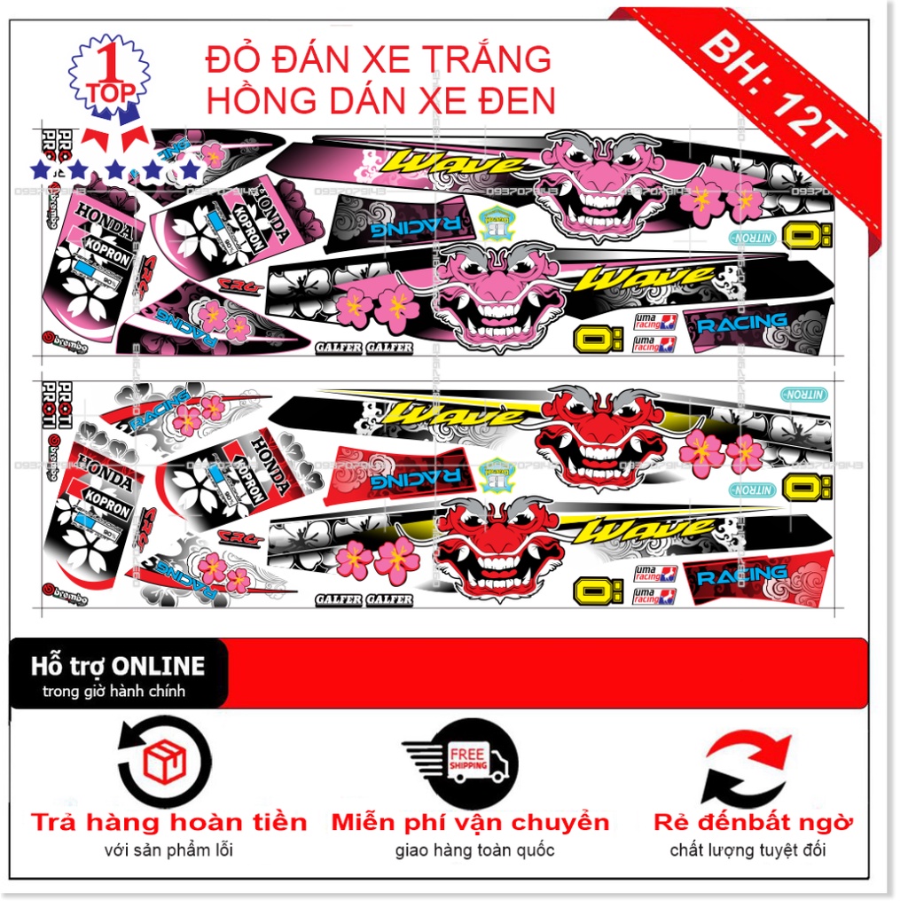 ( Quí khách vui lòng mang ra tiệm cho thợ dán ) Tem wave nhỏ đầu lân