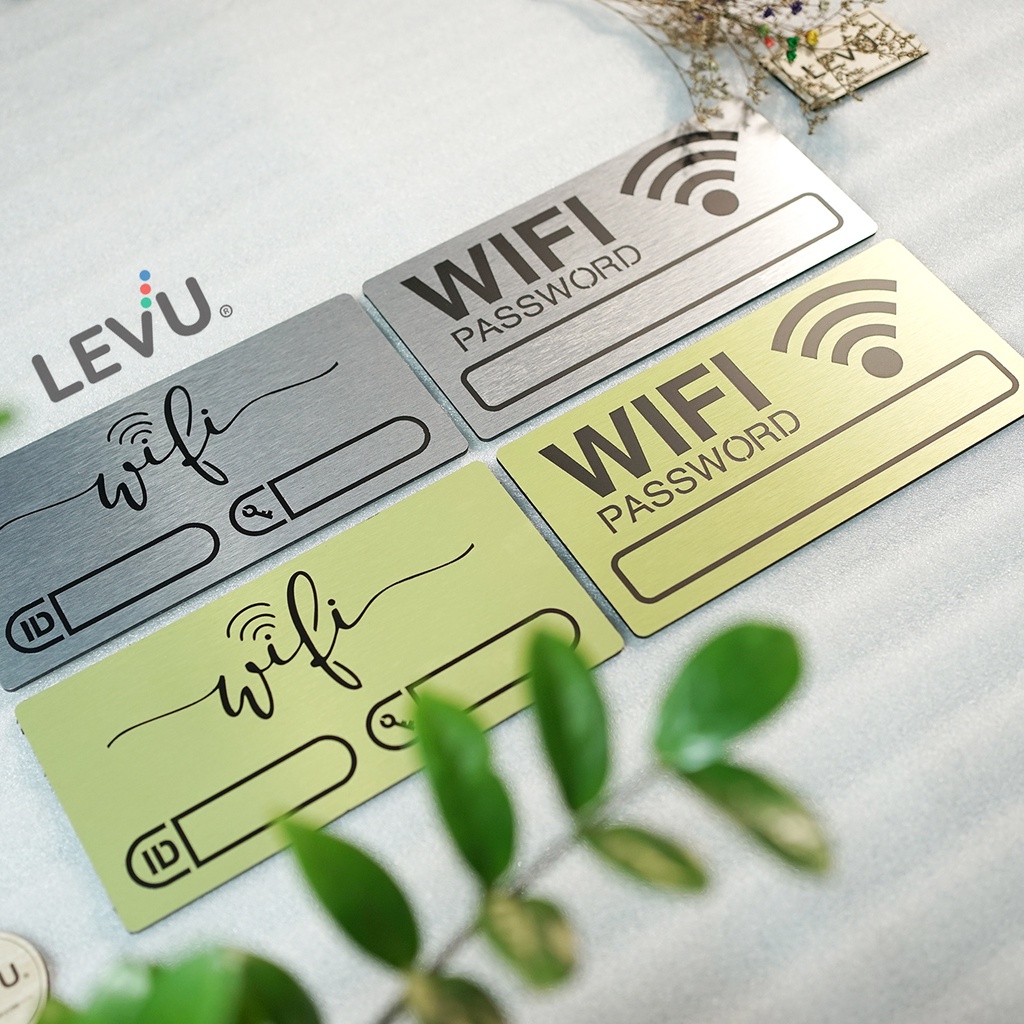 Bảng Wifi decor ghi thông tin wifi bằng nhôm alu cao cấp dán tường trang trí Sbtech 12x24cm