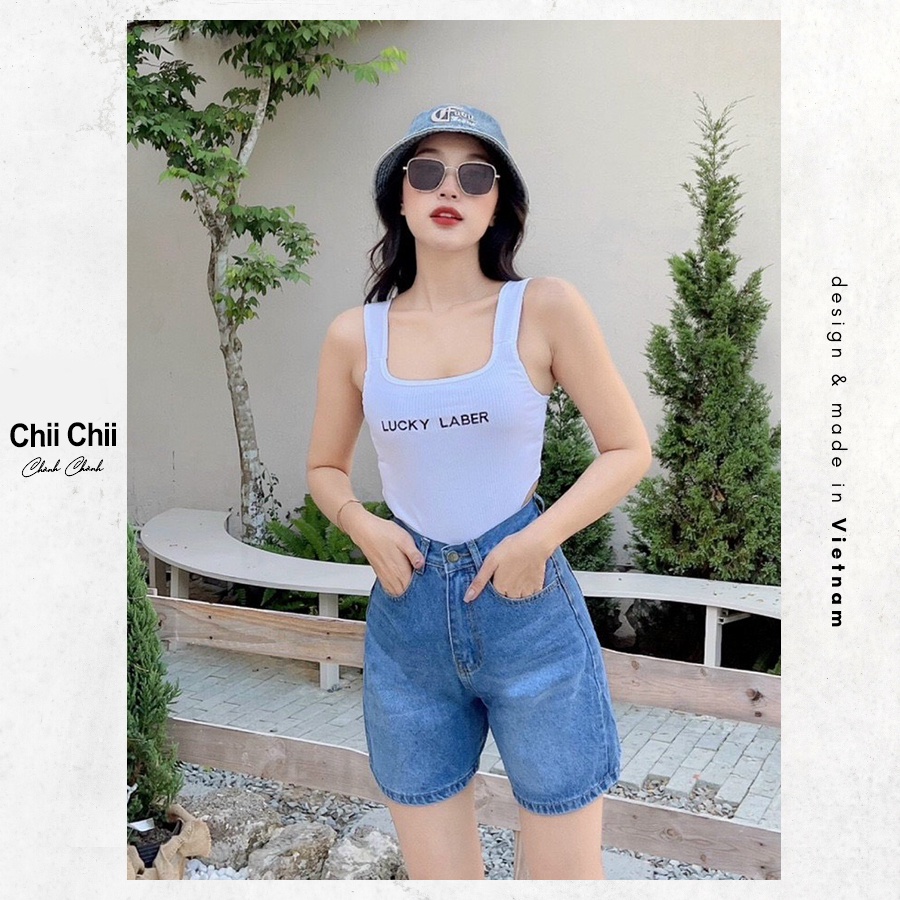 Quần bò nữ ống rộng- short jean nữ xanh Basic đùi nữ dáng ngố lửng ống rộng chất bò trơn mềm dày basic QJL002