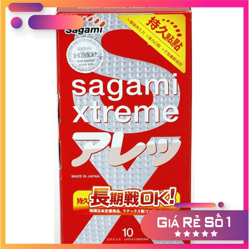 [ CHÍNH HÃNG ] - Bao Cao Su SAGAMI Xtreme Feel Long Gân Gai Siêu Mỏng, kéo dài thời gian, hộp 10 cái