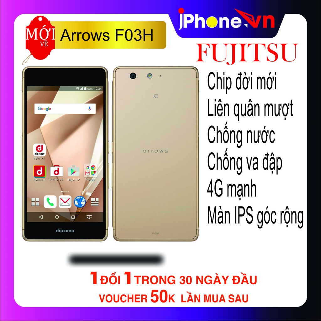 Điện thoại Fujitsu Arrows SV F03H chip mới mượt Liên Quân ,pin trâu ,chống nước,va đập,made in japan | BigBuy360 - bigbuy360.vn