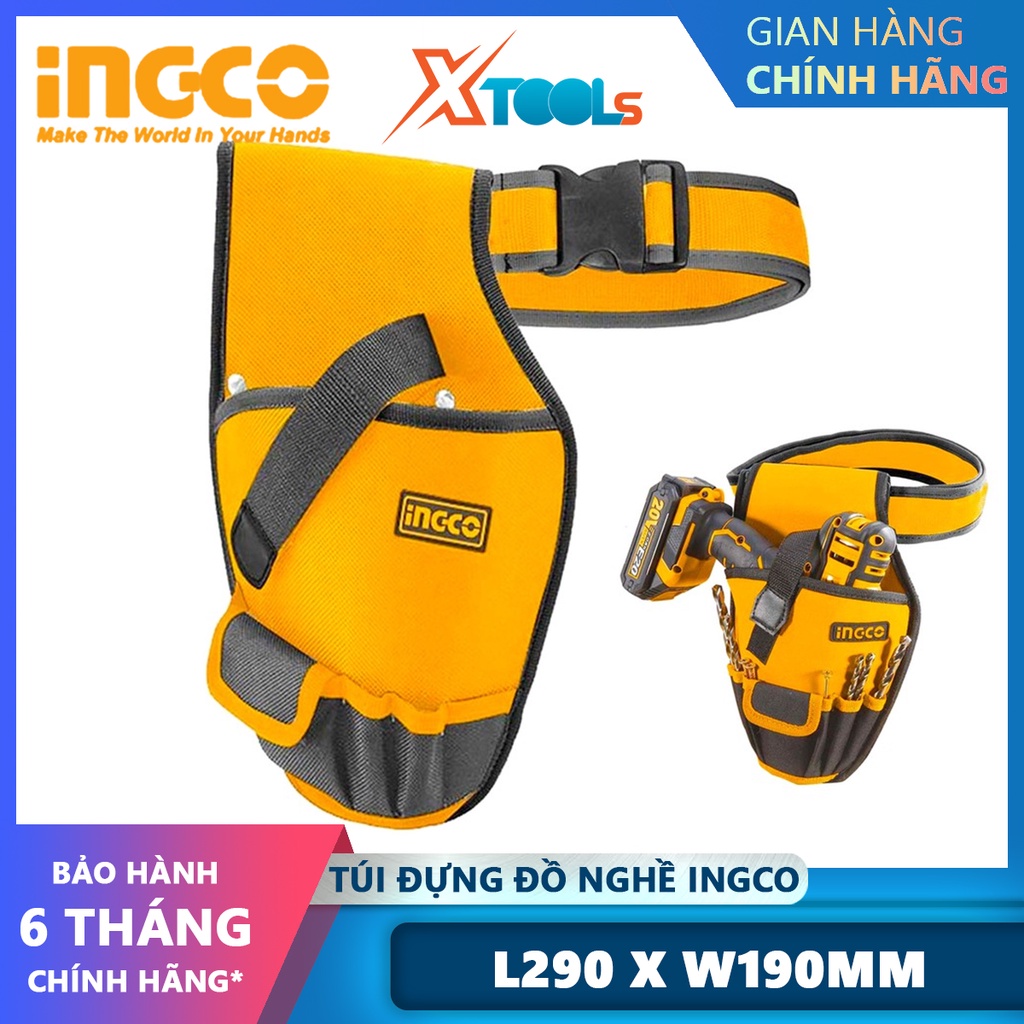 Túi đeo lưng đựng đồ nghề INGCO HTBP03011 | túi dụng cụ đeo hông kích thước L290 × W190mm chất liệu polyeste 600D chứa c