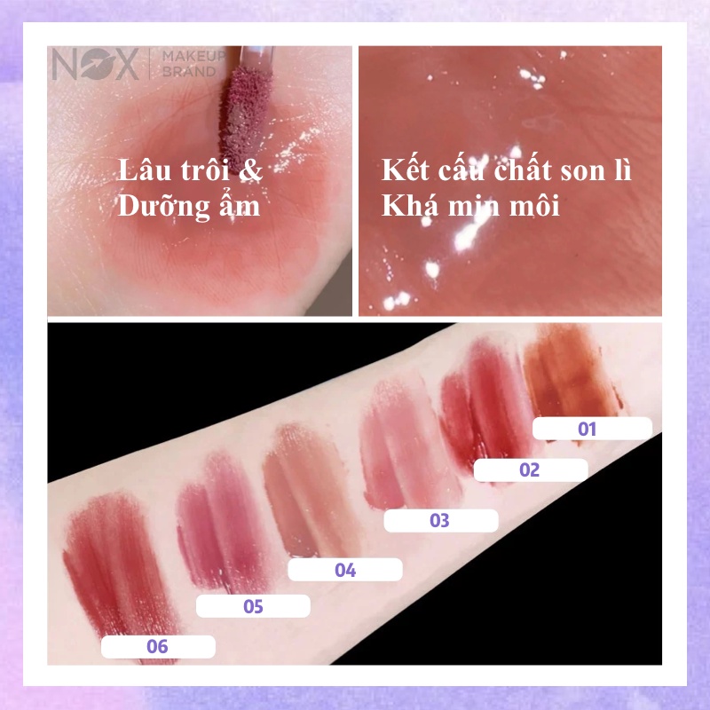 Son bóng NOX 3.2 g màu nhung mịn có tinh chất dưỡng ẩm và nhanh khô