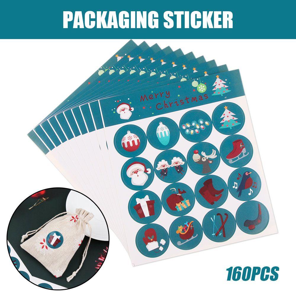 Set 160 Sticker Giấy Kích Thước 3CM Dùng Để Gói Quà Giáng Sinh