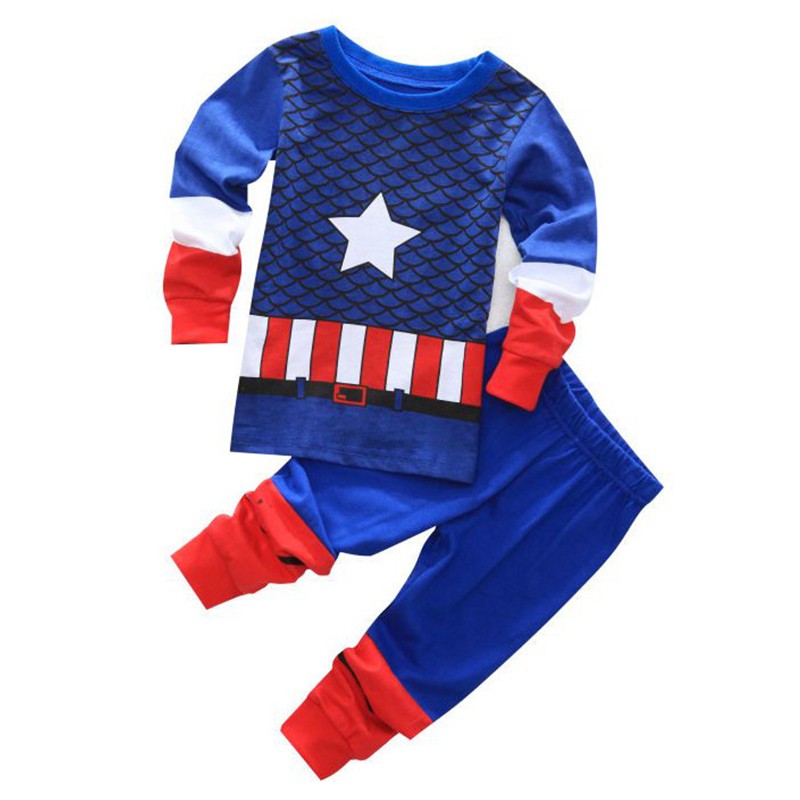 Set áo tay dài hình Captain America và quần cho bé trai