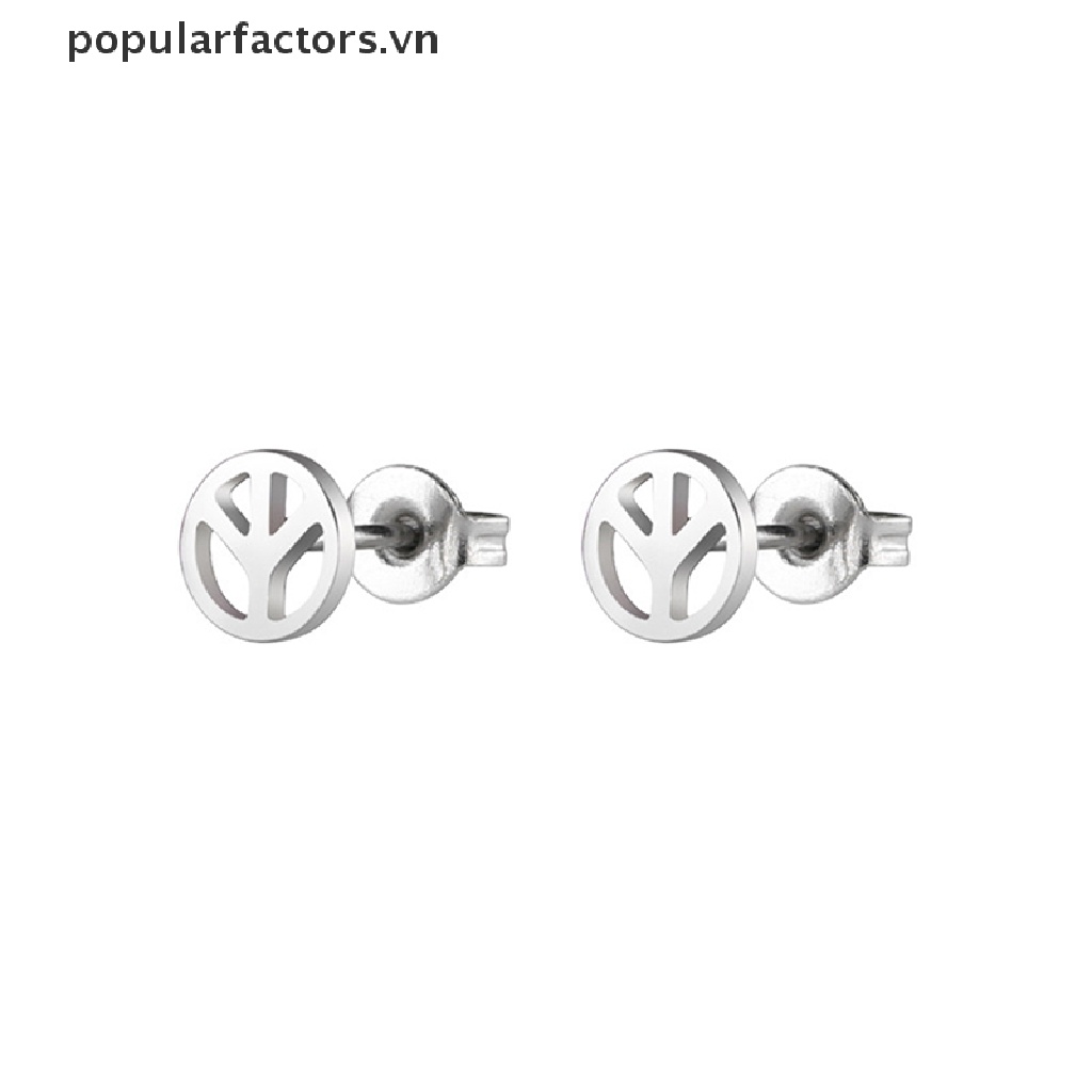 Bông Tai Biểu Tượng Hòa Bình Bằng Thép Không Gỉ Chống Thấm Nước Phong Cách Punk Đơn Giản Cho Nữ