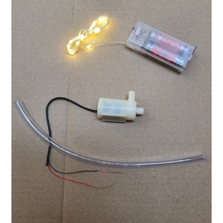 Phụ kiện thác nước: Máy bơm chìm mini dùng pin (kèm đèn led dây, pin, 30 cm dây)