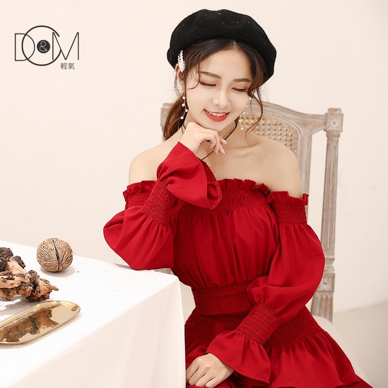 Đầm Dài Tay Trễ Vai Xinh Xắn Dành Cho Nữ