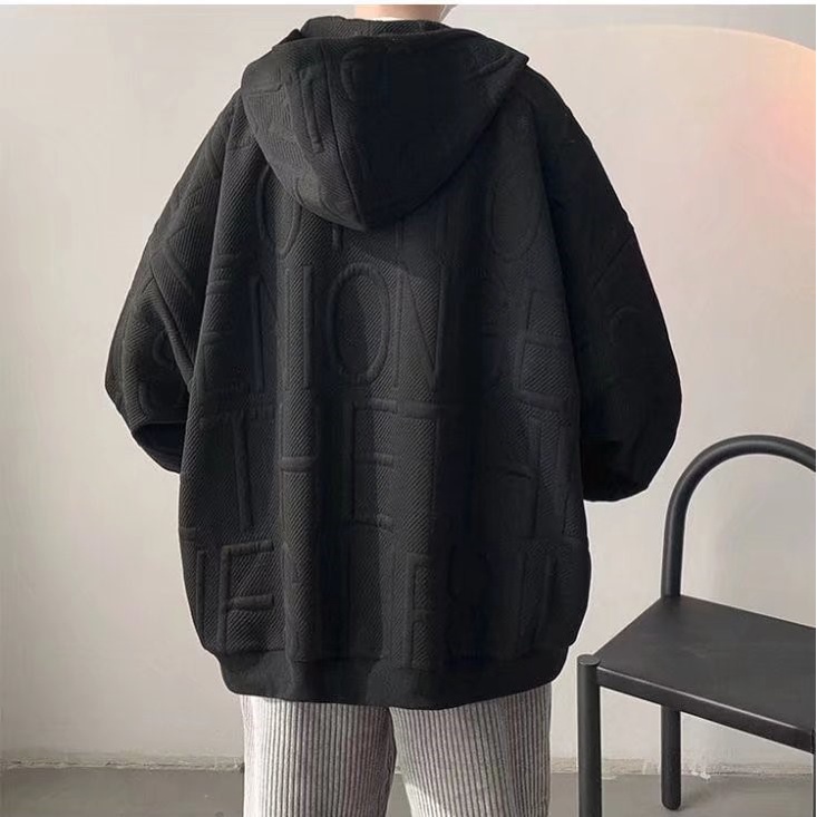 Áo hoodie màu trơn phối khóa kéo in chữ cá tính simple áo khoác unisex áo hoodie form rộng phong cách hàn quốc áo khoác