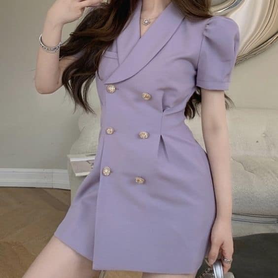 Váy Vest Tím Sang Chảnh, Quảng Châu Cao Cấp, Dự Tiệc, Vest Đầm