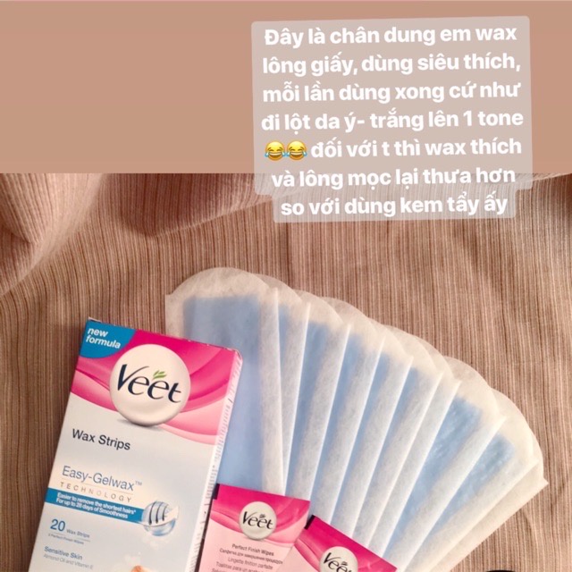 [20 miếng] Tẩy lông WAX giấy VEET wax strips cho tay, chân, body, bikini