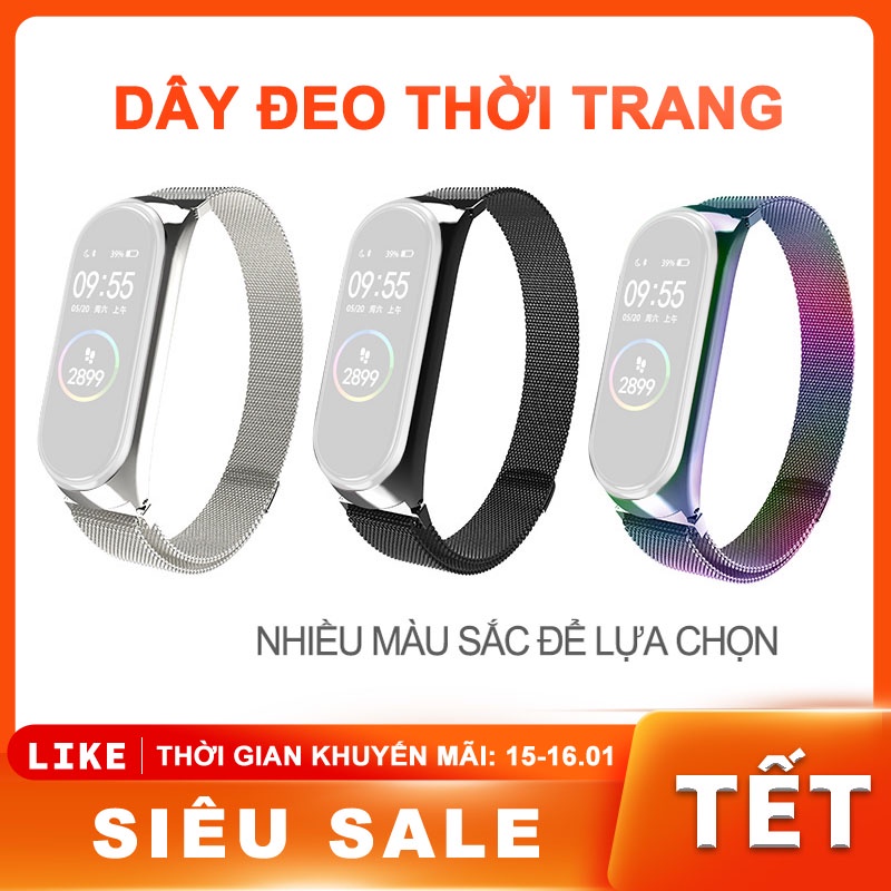 mi band 3&amp;4 5&amp;6 thay thế Dây đeo kim loại Dây đeo tay bằng thép không gỉ Vòng đeo tay Vòng đeo tay [NBmi001]