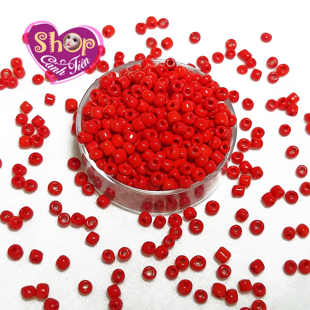 Gói 50gr (Khoảng 3.000 hạt) Cườm đục đủ màu cỡ trung 2mm, 3mm - Nguyên liệu làm đồ Handmade Giá Tốt