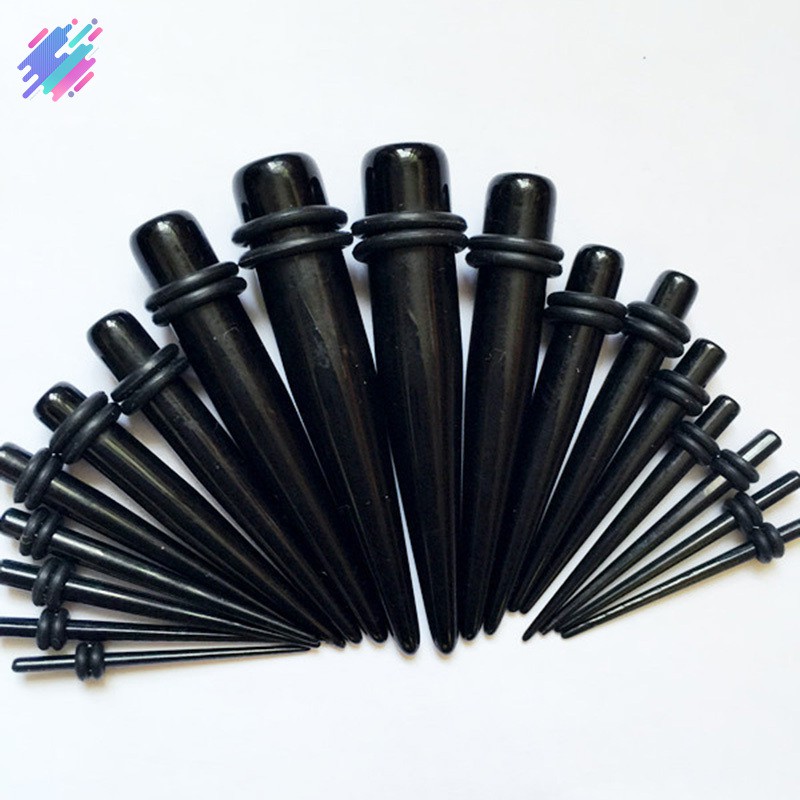 Bộ 36 dụng cụ nong lỗ tai bằng nhựa acrylic màu đen