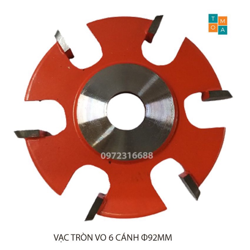 MŨI SOI GỖ - MŨI PHAY VẠC TRÒN VO 6 CÁNH PHI 92MM X 8MM X TRỤC 16MM